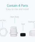 Parts of PG21 Cable Gland Kit displayed: lock nut, main body, seal, sealing nut, suitable for 13mm to 18mm cables, durable PA66.