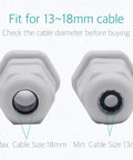 PG21 Cable Gland Kit, 20 White Plastic Nylon Waterproof Wire Glands Connectors Fittings For 13mm To 18mm Cables