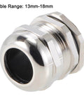 Front view of PG21 Cable Gland 13mm To 18mm Waterproof Metal Joint With Adjustable Locknut And Washer Brass Nickel Plated Anti Loosening Connection