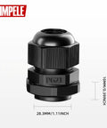 PG21 Nylon Cable Glands Waterproof IP68 20 Pack Adjustable 13 To 18mm With Gaskets Black Durable PA66 Nylon