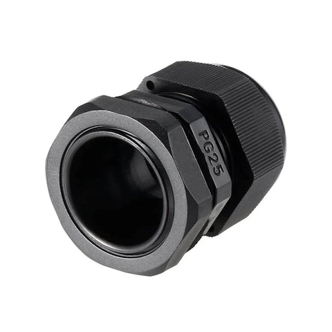 PG25 Waterproof Nylon Cable Gland With Adjustable Locknut, Sealed Joint For 16mm To 21mm Cable Diameter, 30mm Thread, Side View