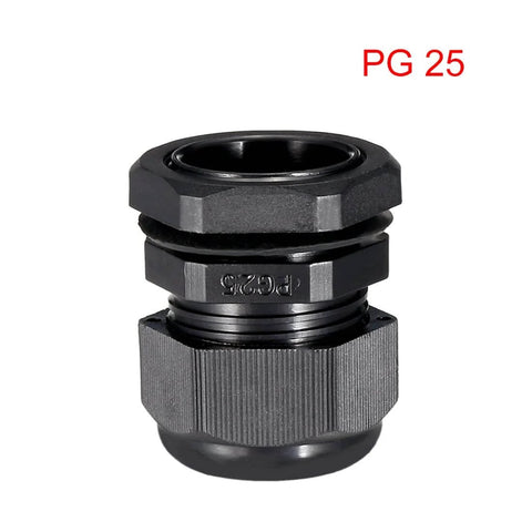 PG25 Waterproof Nylon Cable Gland with Adjustable Locknut, Sealed Joint for 16mm to 21mm Cable Diameter, black design