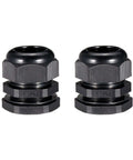 Two Pack PG29 Cable Glands Waterproof Plastic Joint With Adjustable Locknut For 18mm To 25mm Cable Diameter Black 37mm Thread