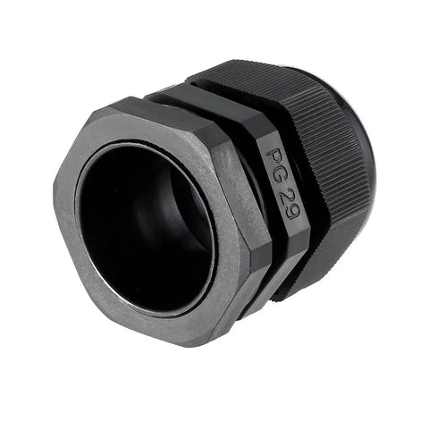 Two Pack PG29 Cable Glands Waterproof Plastic Joint With Adjustable Locknut For 18mm To 25mm Cable Diameter Black 37mm Thread