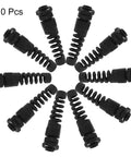 10 black PG7 Cable Gland Waterproof Plastic Glands For 3mm To 6.5mm Wire Holes With Rubber Seal Spiral Flex Strain Relief Protector PA66