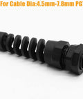 Two Pack PG7 Cable Gland Waterproof IP68 Nylon Joint With Adjustable Locknut And Flex Spiral Strain Relief