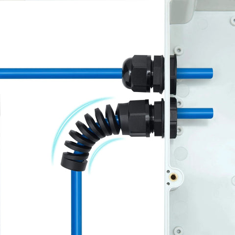 20 Pack Waterproof PG7 Cable Glands With Thread 3 To 6.5mm PA66 Nylon Waterproof Wire Grommets For Strain Relief And Cord Connectors Ideal For Outdoor Marine And Electrical Installations installed in electrical box