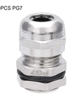 PG7 Metal Waterproof Cable Gland Adjustable Connector for 3 to 6.5mm Cable Diameter Front View