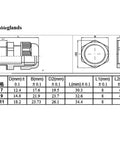 Technical diagram of 15Pcs Cable Gland Sealing Fittings Set For PG7 PG9 PG11 Plastic Cable Glands With Sealing Ring.
