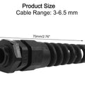 PG7 Cable Gland 10 Pack Waterproof Plastic Glands for 3mm to 6.5mm Wire Holes with Rubber Seal Spiral Flex Black PA66