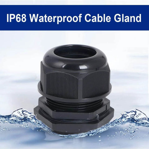 PG7 Plastic Waterproof Cable Gland For 3-6.5mm Cables With Gaskets M12 By 1.5 Thread Adjustable Tightening Tough As Nails Black