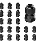 20 Pack PG7 Waterproof Nylon Cable Glands Set Adjustable 3.5-6mm Joints With Gaskets All Weather IP68 Rated Tough And Sealed For Indoor Or Outdoor Use Black