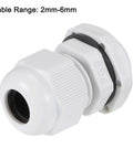 PG9 Cable Gland 2mm To 6mm Waterproof Nylon Joint With Washer And Adjustable Locknut White 10 Pack For Electrical Panels And Enclosures.