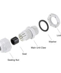 Exploded view of PG9 Cable Gland 2mm To 6mm Waterproof Nylon Joint With Washer And Adjustable Locknut component parts.