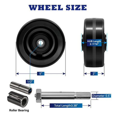 5x2 Phenolic Caster Wheels Set Of 4 For Trolleys Flatbeds And Trailers Heavy Duty 4000 Lb Capacity High Temperature Resistant
