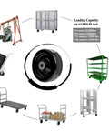 Phenolic Wheel With Flat Tread In 4 Inch 5 Inch Or 6 Inch Diameters And 2 Inch Width For Medium To Heavy Duty Use With Half Inch Roller Bearings Capable Of Up To 1300 Lbs And Temperature Range From Minus 65 Fahrenheit To 275 Fahrenheit surrounded by carts and trolleys images