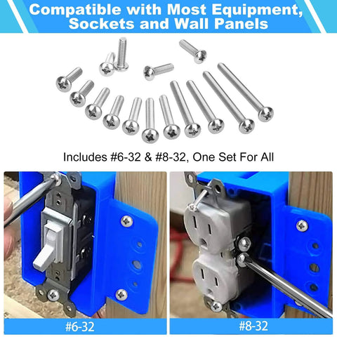 Machine Screws 100 Piece Phillips Pan Head Electricians Kit Size 6 32 And 8 32 Stainless 304 for electrical wall plates installation