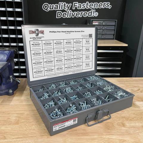 Phillips Pan Head Machine Screws Bolts Assortment Kit with Flat and Split Washers and Hex Nuts 3556 Pieces in steel tray