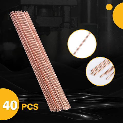 Forty Pack Phos Copper Brazing Rods BCuP-2, 2mm Diameter, Self Fluxing Brass Brazing Rods for HVAC Refrigeration, Fox Alloy