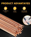Forty Pack Phos Copper Brazing Rods BCuP-2, 2mm Diameter, benefits highlighted, for HVAC refrigeration, by Fox Alloy