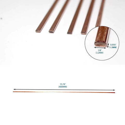 Phosphor Copper Brazing Rod Kit Nitrate Sticks 20 Pieces Pro Grade for HVAC Refrigeration shown with measurements