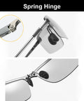 Spring hinge detail of Photochromic Polarized Driving Sunglasses for Men Day and Night Vision with aluminum-magnesium frame