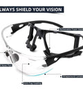 Photochromic Safety Glasses With Wraparound Lenses And Removable Foam Gasket, displayed with soft nose pad and anti-fog coating