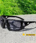 Photochromic Safety Glasses With Wraparound Lenses And Removable Foam Gasket on outdoor concrete surface