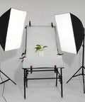 Photo setup using 12 Pack 3.5 Inch Plastic Spring Clamps Heavy Duty Nylon Craft Clips For Backdrop Stands Woodworking And Photography Studios Durable Non Scratch Grip Secure Clamps With Versatile Application In Studio And On Set on backdrop and table.