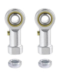 Front view of 2pcs PHSB4 Rod End Bearing with 1/4 Inch Bore and 1/4-28 Right Hand Female Thread, shown with jam nuts.