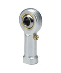 Front view of PHSB4 Rod End Bearings with 1/4 Inch Bore and 1/4-28 Right Hand Female Thread, pre-lubricated Heim joint, metallic finish.