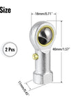 2pcs PHSB4 Rod End Bearing with 1/4 Inch Bore and 1/4-28 Right Hand Female Thread, Pre Lubricated Heim Joint size dimensions