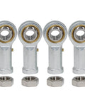 Front view of 4pcs PHSB8 Rod End Bearings 1/2-inch Bore Pre-Lubricated Bearings 1/2-20 Female Thread Right Hand with Jam Nuts