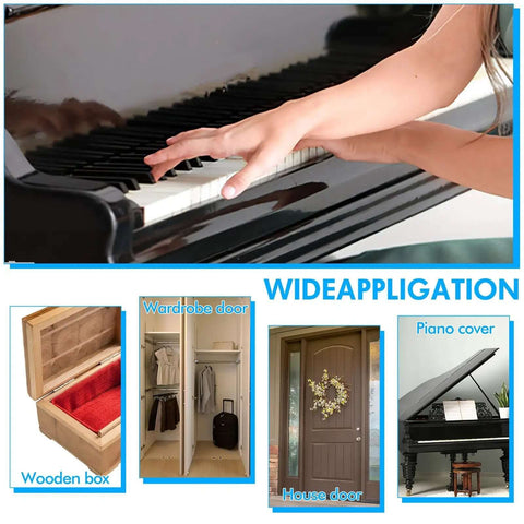 Visual application for 2 Pack 6 Inch Stainless Steel Piano Hinges With Screws Heavy Duty Black Cabinet Hinge For Cabinets Doors Windows Boats And Pianos Rust Resistant And Easy Install Hardware