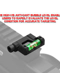 Low Profile Precision Picatinny Anti Cant Level Bubble Extended Version mounted on rifle for easy bubble read