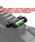 Precision Picatinny Bubble Level For Guns And Rifles With Anti Cant Technology High Visibility Green Liquid Level installed