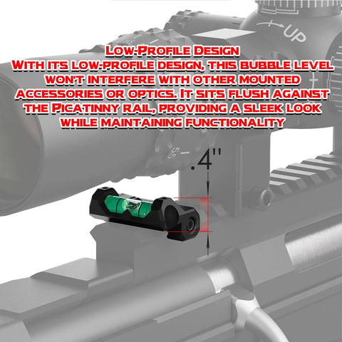 Precision Picatinny Bubble Level For Guns And Rifles With Anti Cant Technology shown installed on a rifle.
