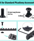 16 Pack M5 T Nut Screws Replacement Set For MLOCK Rail Mounts with Thread Locking Screws Nuts and Wrench, size and installation diagrams