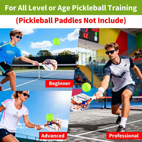 People playing pickleball with 4 pcs Pickleball Balls,40 Holes Indoor Pickleball balls in a court, paddles not included.
