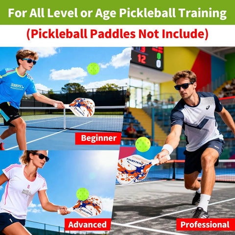 Players using 100pc Pickleball Balls,40 Holes indoor Pickleball Balls with Mesh Bag in various skill levels on sport court