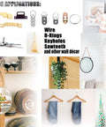Collage showing wide applications of picture hanging hardware with mirrors, frames, and decor, featuring Pro Grade Picture Hanging Screws Set With Double Headed Bear Claw Screws For Sawtooth Hangers, D Rings, Wire And Keyhole Mounts, All In One 4in1 Hooks, 40 Pack Black Mixed Sizes, Rust Resistant Heavy Duty Art Mounting Hardware.