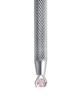Piercing Jewelry Ball Grabber Tool For 16G Piercings with a screw-on replacement ball held between the tool's prongs, stainless steel