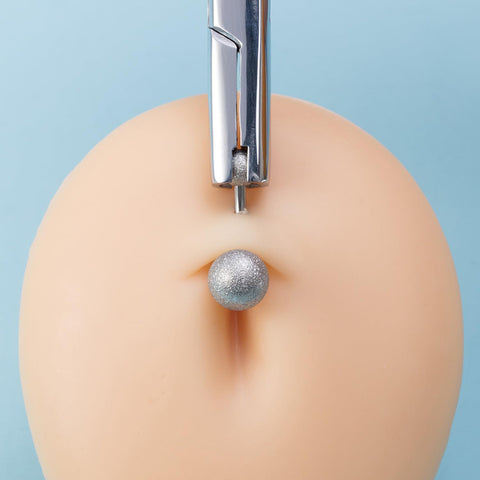 3mm Piercing Ball Removal Tool Stainless Steel Dermal Anchor Forceps in use on a simulated dermal top ball