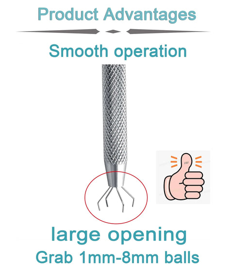 Piercing Jewelry Ball Grabber Tool For 16G Piercings With Screw On Replacement Balls Kit showing smooth operation and large opening