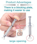 Close-up of Piercing Jewelry Ball Grabber Tool for 16G Piercings, highlighting large opening and blocking plate for ease of use.