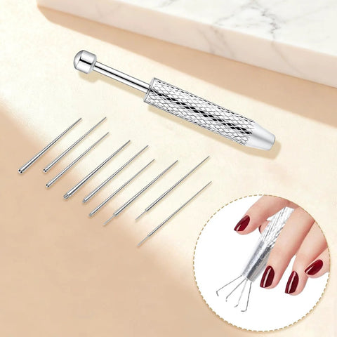 Piercing Taper Ball Grabber Kit Pro Grade For Easy Jewelry Swaps showing tools and insertion pins in stainless steel.