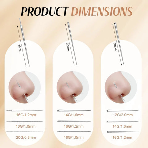 Dimensions of Piercing Taper Ball Grabber Kit Pro Grade For Easy Jewelry Swaps Stainless Steel 14G 16G 18G 20G displayed