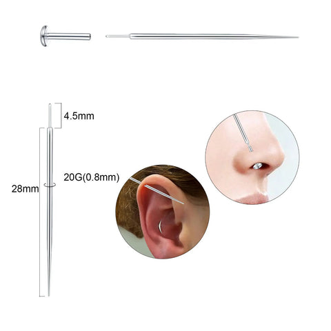 Threadless Piercing Taper Kit Dope Gear 20G 0.8mm 18G 16G Stainless Steel Insertion Pins for lip, nose, and ear piercing