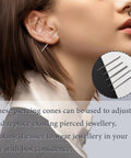 Woman using Piercing Taper Kit For Safe Threadless Insertion And Easy Jewelry Changes With 14G 16G 18G 20G Stainless Steel Tapers