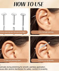 How to use Piercing Taper Ball Grabber Kit Pro Grade For Easy Jewelry Swaps Stainless Steel 14G 16G 18G 20G in ear